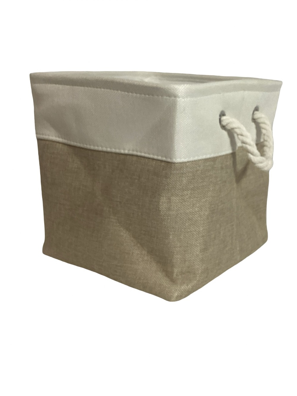 Collapsible Cube Fabric Storage Bin with Rope Handles NWOT